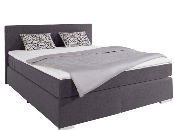 Boxspringbett Simba 180x200 cm – Modernes Boxspringbett in Anthrazit mit Topper