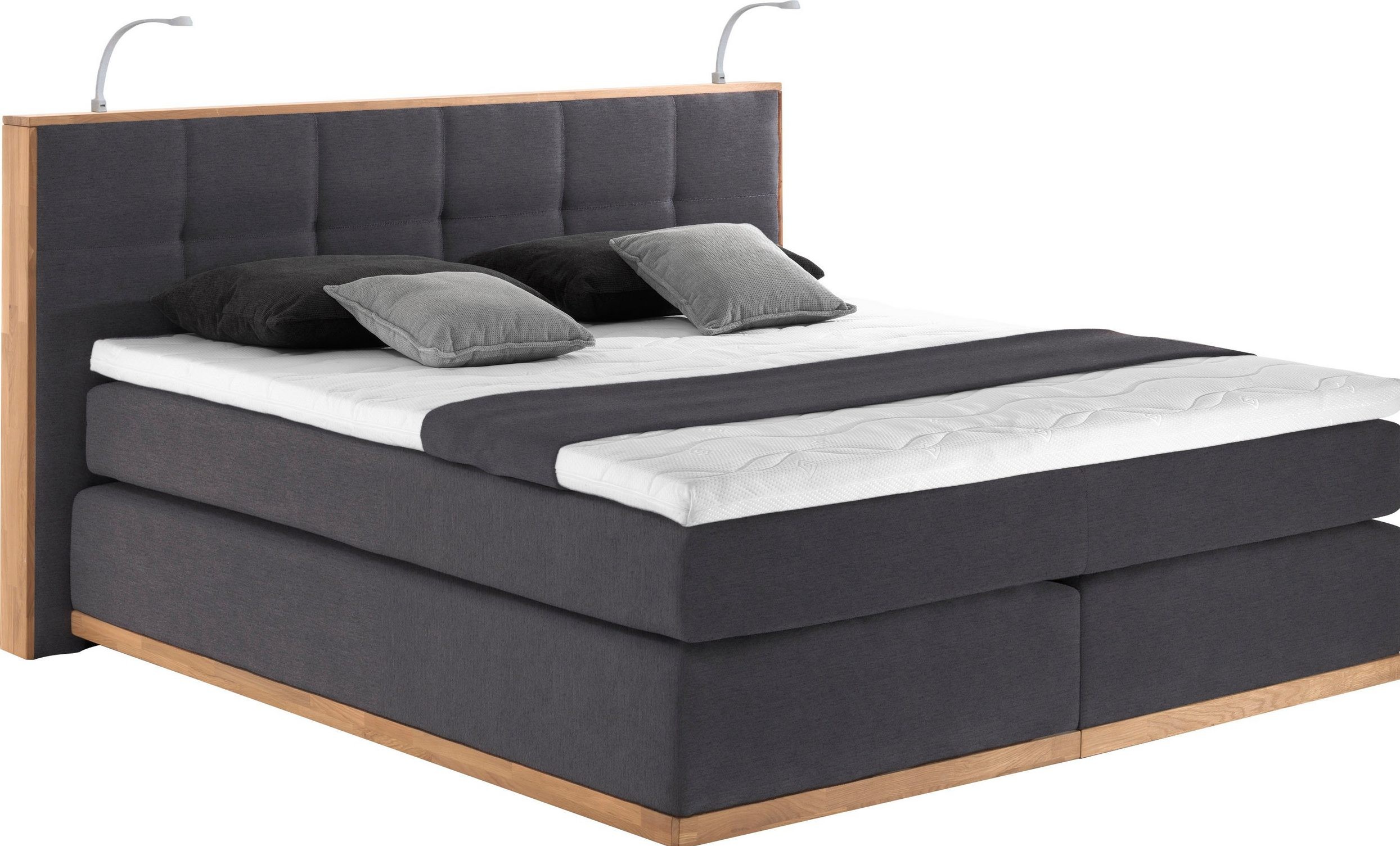 Boxspringbett Vinton – Massivholz-Eiche mit LED-Beleuchtung – 180