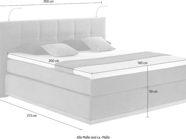 Alternative view of Boxspringbett Vinton – Massivholz-Eiche mit LED-Beleuchtung – 180