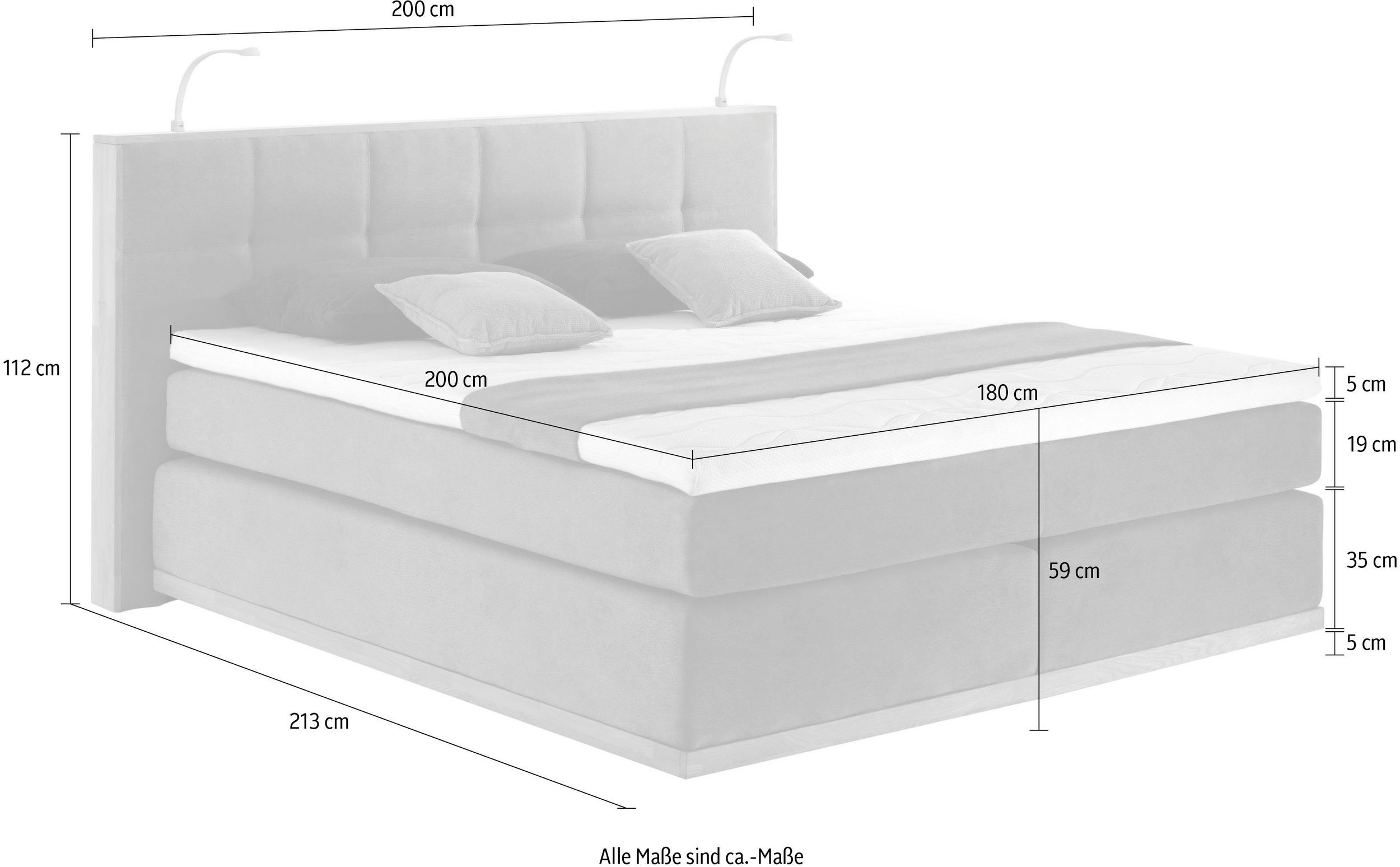 Boxspringbett Vinton – Massivholz-Eiche mit LED-Beleuchtung – 180 – Bild 2
