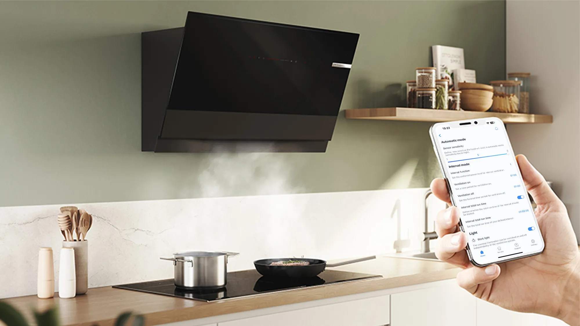 Bosch Smarte Dunstabzugshaube Kochfeld Home Connect App smarte Küche