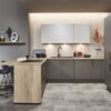 Nobilia Look U-Küche Coffee mit strukturierter Front, Theke und Arbeitsplatte in Eiche Honig