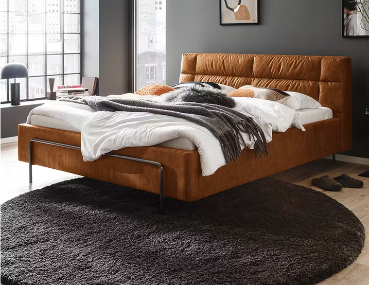 Polsterbett Calderan 140x200 cm Cognac | Modernes Bett